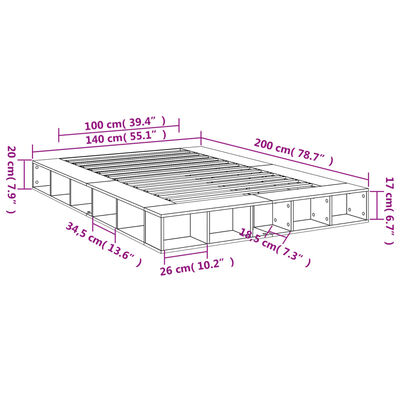 vidaXL Rám postele kouřový dub 140 x 200 cm kompozitní dřevo