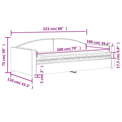 vidaXL Válenda s matrací krémová 100 x 200 cm textil