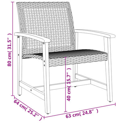 vidaXL 3dílný bistro set šedý polyratan a akáciové dřevo