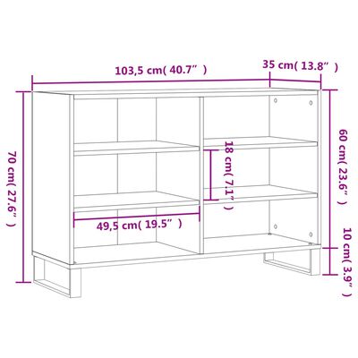 vidaXL Příborník betonově šedý 103,5 x 35 x 70 cm kompozitní dřevo