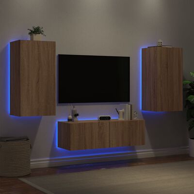 vidaXL 3dílná obývací stěna s LED osvětlením dub sonoma