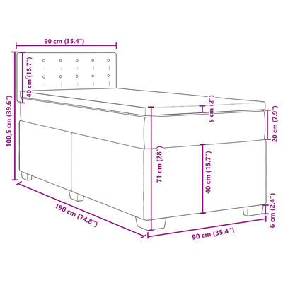 vidaXL Box spring postel s matrací šedá 90x190 cm umělá kůže