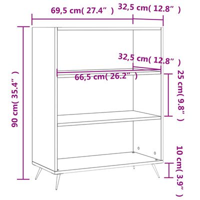 vidaXL Knihovna bílá s vysokým leskem 69,5x32,5x90 cm kompozitní dřevo