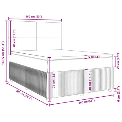 vidaXL Box spring postel s matrací růžová 160x200 cm samet