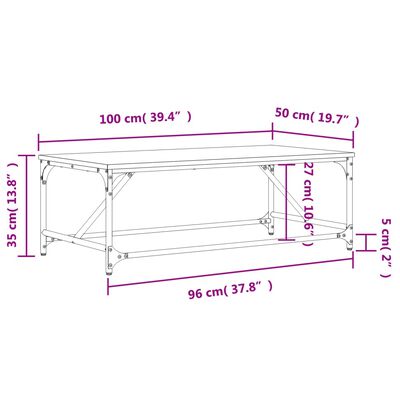 vidaXL Konferenční stolek hnědý dub 100x50x35 cm kompozitní dřevo