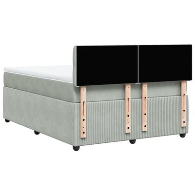 vidaXL Box spring postel s matrací světle šedá 140x200 cm samet