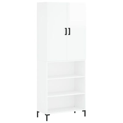 vidaXL Skříň highboard lesklá bílá 69,5 x 34 x 180 cm kompozitní dřevo