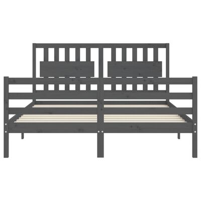 vidaXL Rám postele s čelem šedý 160 x 200 cm masivní dřevo