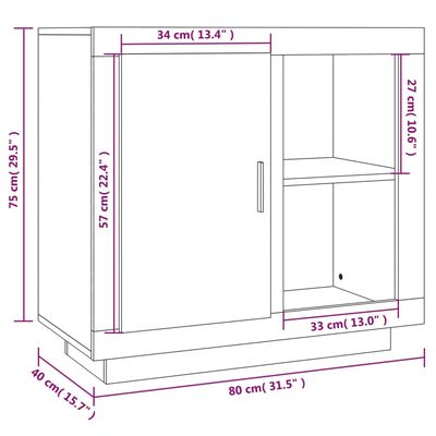 vidaXL Příborník bílý s vysokým leskem 80 x 40 x 75 cm