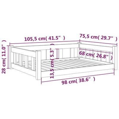 vidaXL Pelíšek pro psy bílý 105,5 x 75,5 x 28 cm masivní borovice