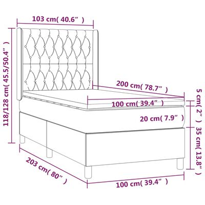 vidaXL Box spring postel s matrací taupe 100 x 200 cm textil