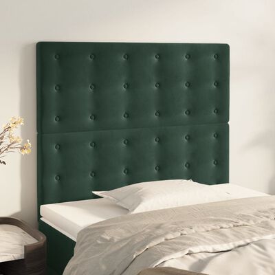 vidaXL Čelo postele 2 ks tmavě zelené 80 x 5 x 78/88 cm samet