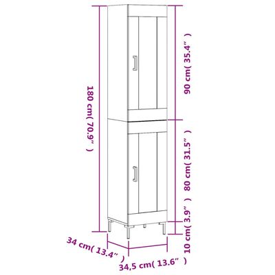 vidaXL Skříň highboard černá 34,5 x 34 x 180 cm kompozitní dřevo