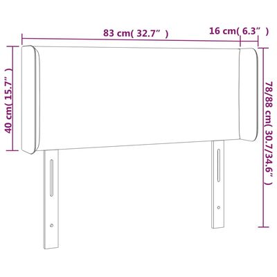 vidaXL Čelo postele s LED světle šedé 83 x 16 x 78/88 cm samet