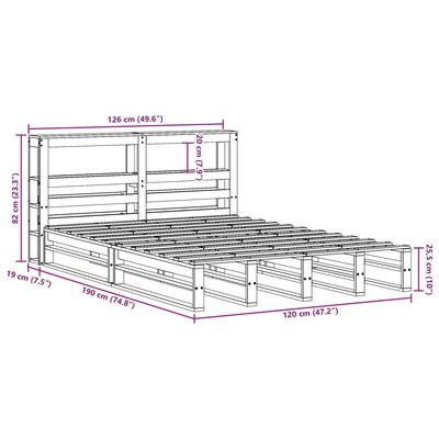 vidaXL Postel bez matrace bílá 120 x 190 cm masivní borovice