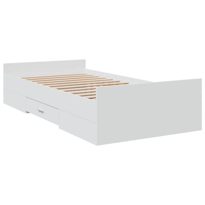 vidaXL Rám postele se zásuvkami bílý 90 x 190 cm kompozitní dřevo