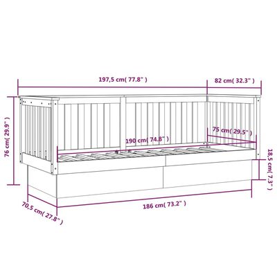 vidaXL Válenda bílá 75 x 190 cm masivní borové dřevo