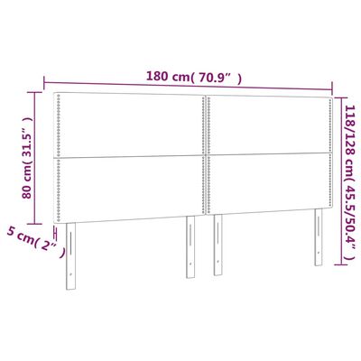 vidaXL Čelo postele s LED světle šedé 180x5x118/128 cm textil