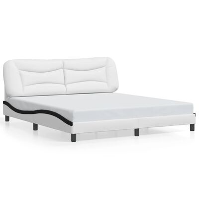 vidaXL Rám postele s čelem bílý a černý 180 x 200 cm umělá kůže