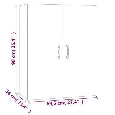 vidaXL Závěsná skříňka kouřový dub 69,5 x 34 x 90 cm kompozitní dřevo