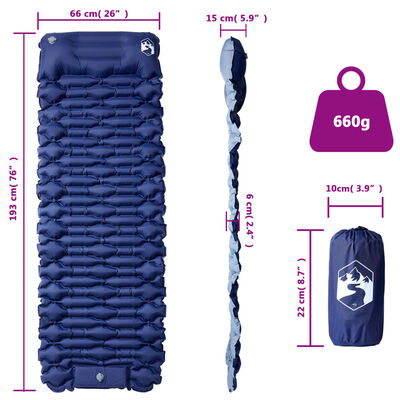 vidaXL Samonafukovací kempingová matrace s polštářem 1 osoba modrá