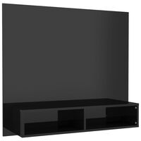 vidaXL Nástěnná TV skříňka černá vysoký lesk 102x23,5x90cm dřevotříska