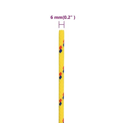 vidaXL Lodní lano žluté 6 mm 100 m polypropylen