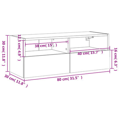 vidaXL Nástěnná TV skříňka černá 80 x 30 x 30 cm kompozitní dřevo