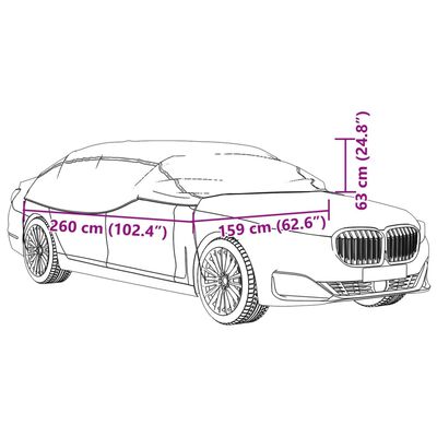 vidaXL Poloviční autopotah s háčky stříbrný M