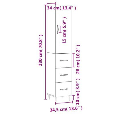 vidaXL Skříň highboard kouřový dub 34,5 x 34 x 180 cm kompozitní dřevo