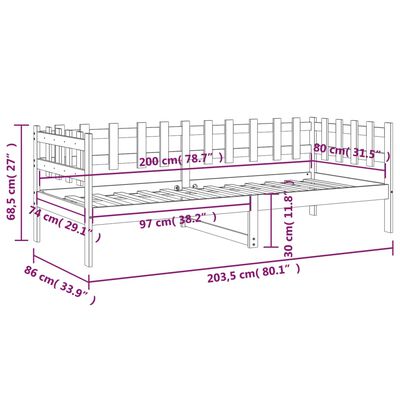 vidaXL Válenda medově hnědá 80 x 200 cm masivní borovice