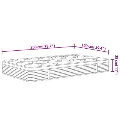 vidaXL Taštičková pružinová matrace medium plus 100 x 200 cm