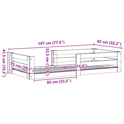 vidaXL Postel bez matrace bílá 75 x 190 cm masivní borovice