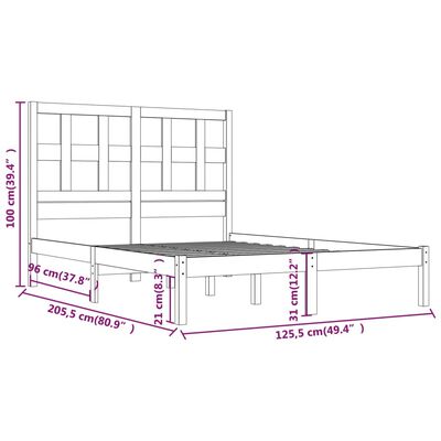 vidaXL Rám postele bílý masivní borovice 120 x 200 cm