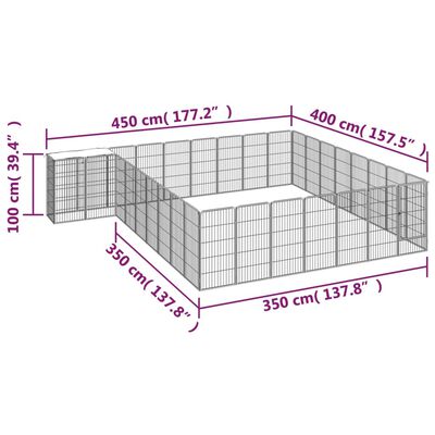 vidaXL 34panelová ohrádka pro psy černá 50 x 100 cm práškovaná ocel