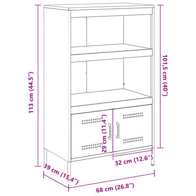 vidaXL Skříň highboard antracitová 68 x 39 x 113 cm ocel