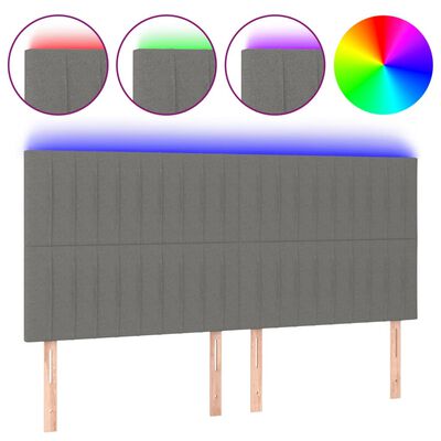 vidaXL Čelo postele s LED tmavě šedé 180x5x118/128 cm textil