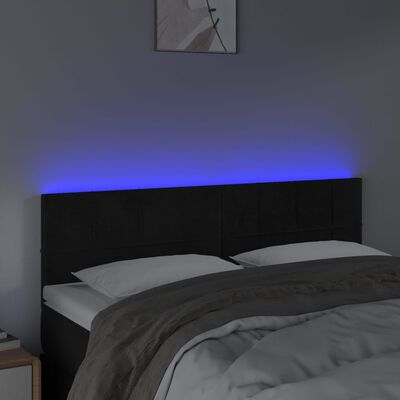 vidaXL Čelo postele s LED černé 144x5x78/88 cm samet
