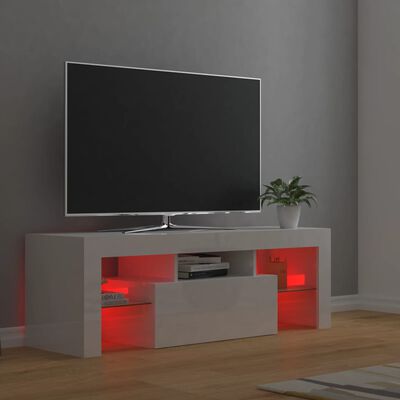 vidaXL TV skříňka s LED osvětlením bílá s vysokým leskem 120x35x40 cm