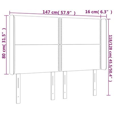 vidaXL Čelo postele typu ušák šedé 147x16x118/128 cm umělá kůže