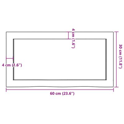 vidaXL Koupelnová deska 60x30x(2-6) cm neošetřené masivní dřevo