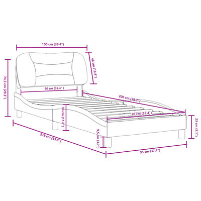 vidaXL Rám postele s čelem černý 90x200 cm umělá kůže