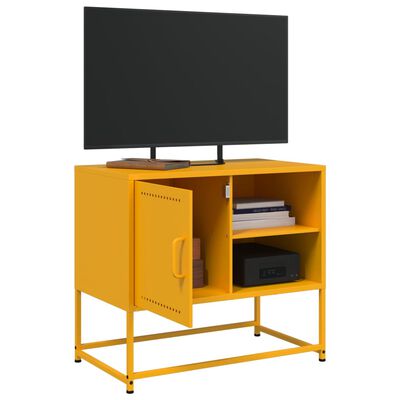 vidaXL TV skříňka hořčicově žlutá 68 x 39 x 60,5 cm ocel