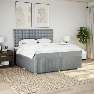 vidaXL Box spring postel s matrací světle šedá 200 x 200 cm textil