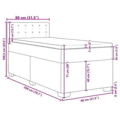 vidaXL Box spring postel s matrací tmavě hnědá 80x200 cm textil