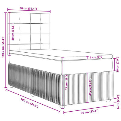 vidaXL Box spring postel s matrací černá 90x190 cm samet