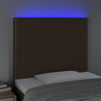 vidaXL Čelo postele s LED tmavě hnědé 80x5x118/128 cm textil