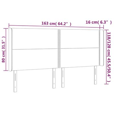 vidaXL Čelo postele typu ušák tmavě hnědé 163x16x118/128 cm textil