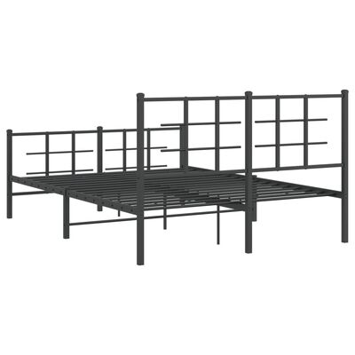 vidaXL Kovový rám postele s hlavovým a nožním čelem černý 140 x 190 cm