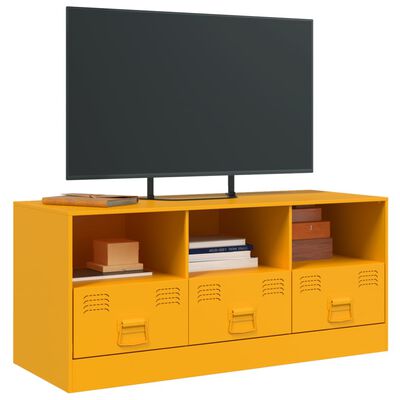 vidaXL TV skříňka hořčicově žlutá 99 x 39 x 44 cm ocel